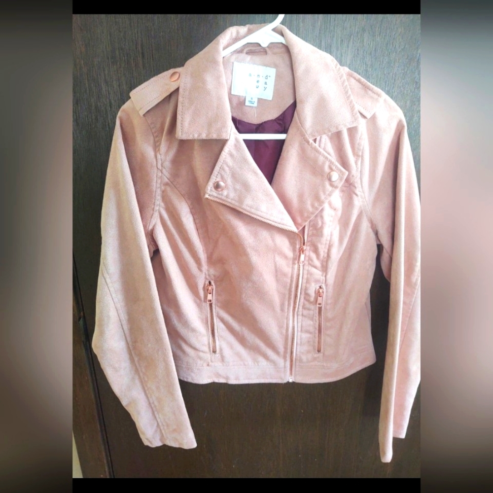 Pink Suede Like Blazer/ Leather Jacket - Women's Small- barbie light pink color